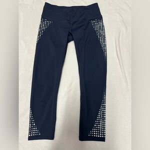 Athleta Compression spin pants. Navy and white with reflective dots. Size Small